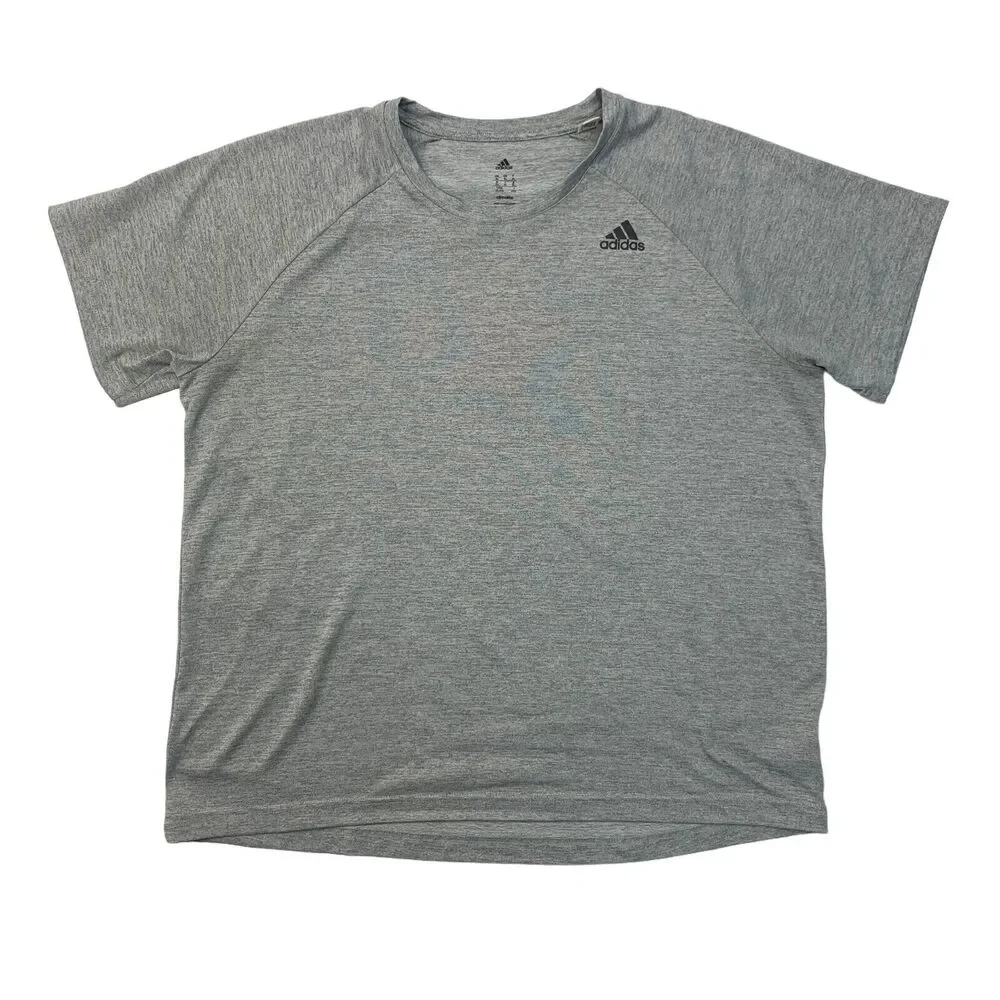 Adidas Training T Shirt Mens XL Extra Large Gray Climalite Short Sleeve Spacedye